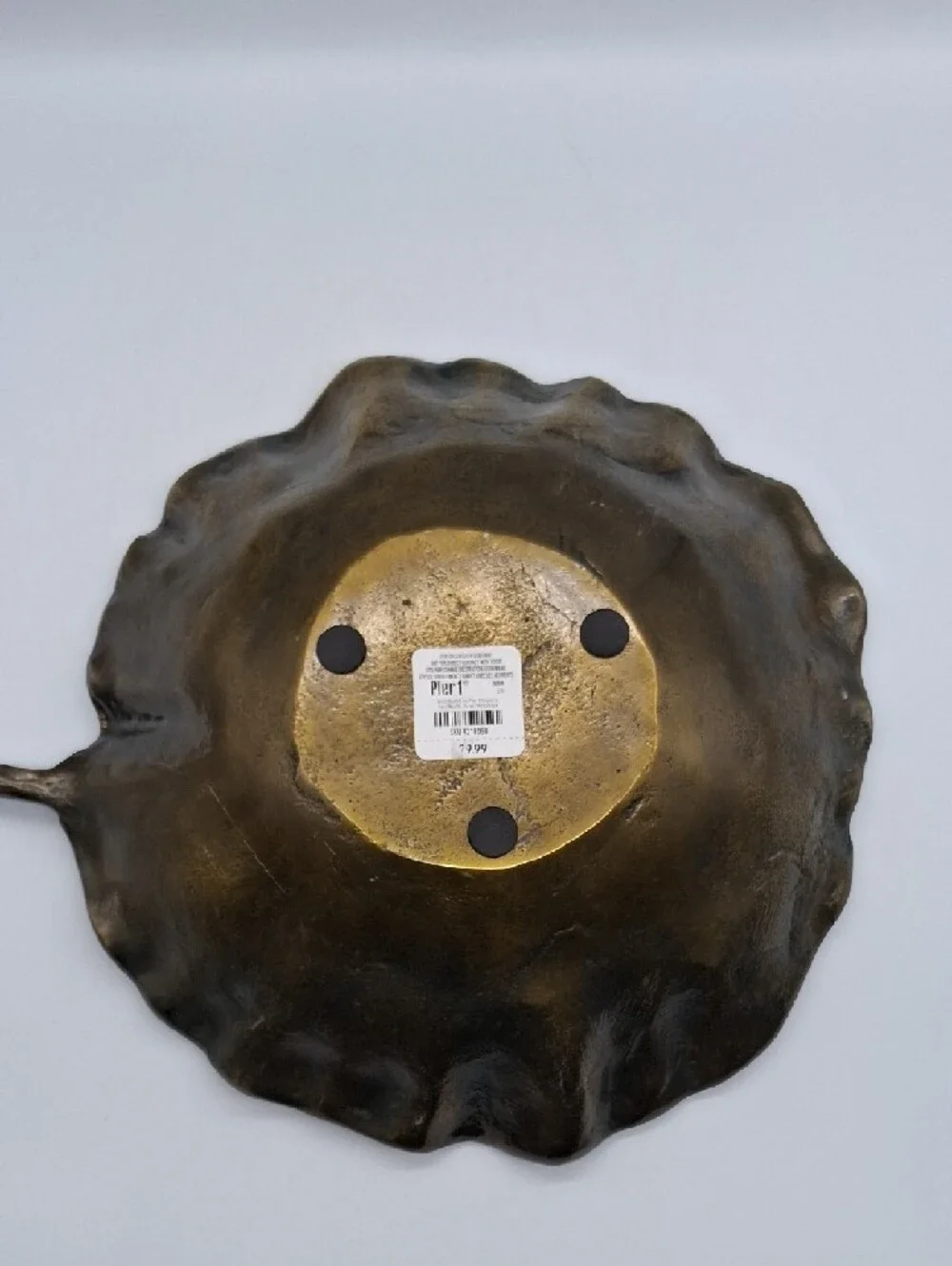 Pier 1 Gingko Leaf Serving Bowl Bronze Gold Tone 12
